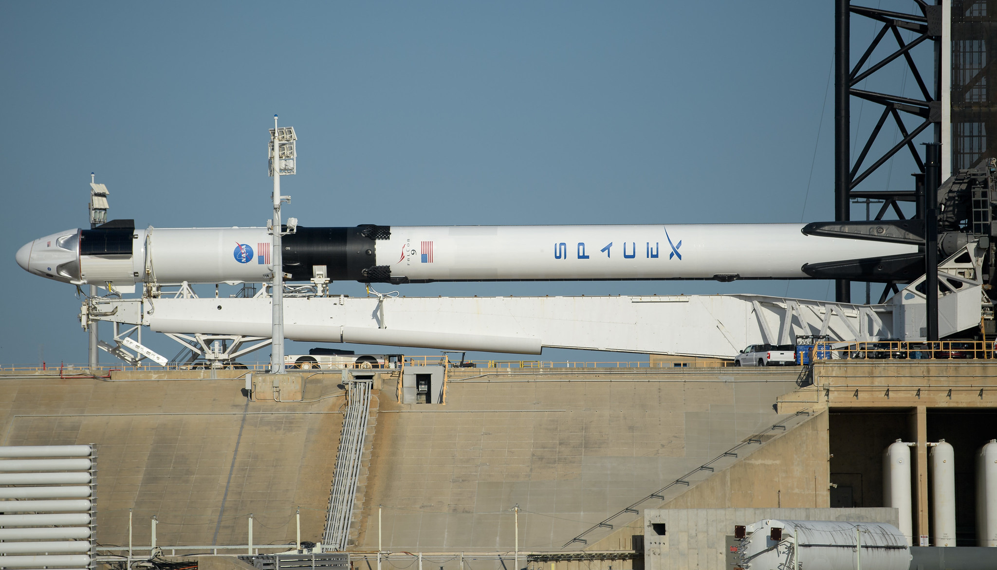 Falcon 9 rocket and Crew Dragon spacecraft reach launchpad for milestone SpaceX mission