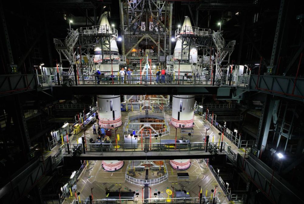NASA's Pegasus barge arrives at Kennedy Space Center with Artemis I Core Stage on board