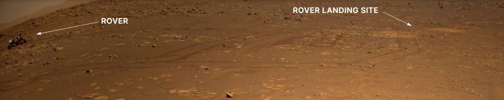 Mars Helicopter Ingenuity spots Perseverance Rover on Mars surface while in flight