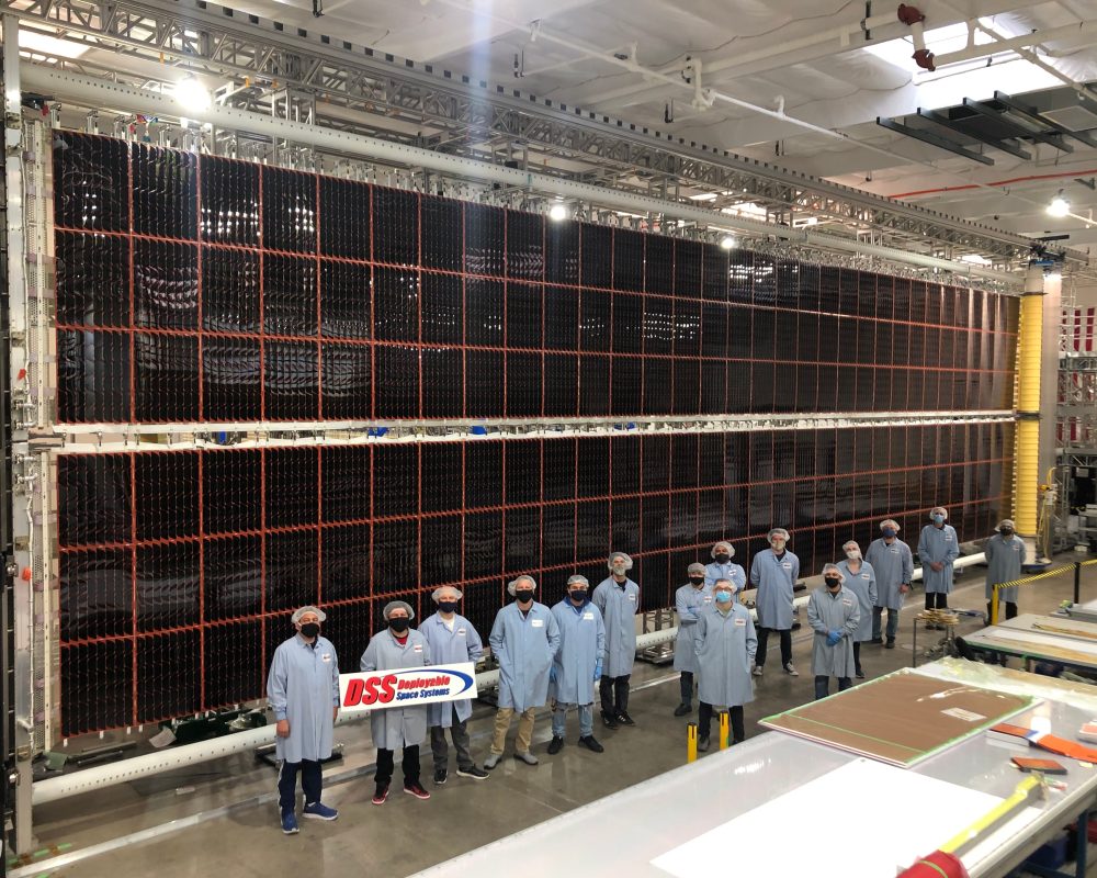 New solar panels undergoing installation on the International Space Station