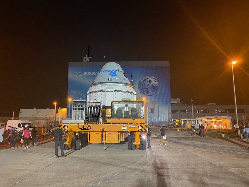 Boeing Starliner capsule secured to Atlas V rocket in preparation for Orbital Flight Test 2 Starliner capsule rolls out of C3PF