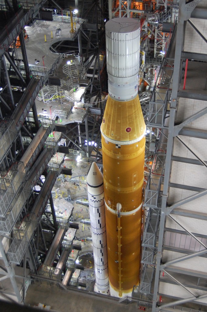 SLS in the VAB during integration testing.