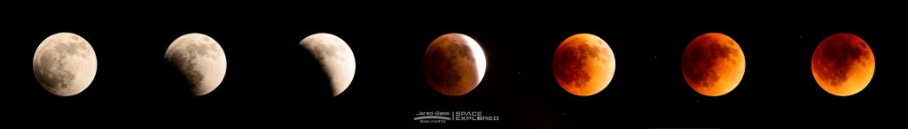 Total lunar eclipse progression pictures