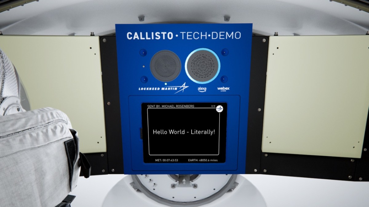 Callisto technology demo on Artemis 1's Orion displaying user submitted message on an iPad while traveling around the Moon