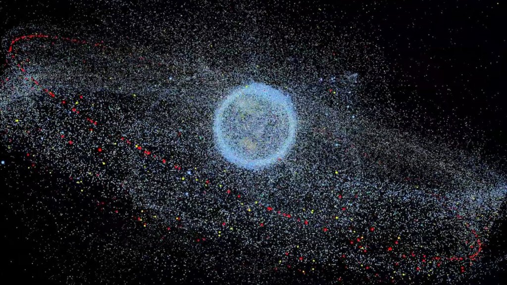 Space debris satellites around Earth 