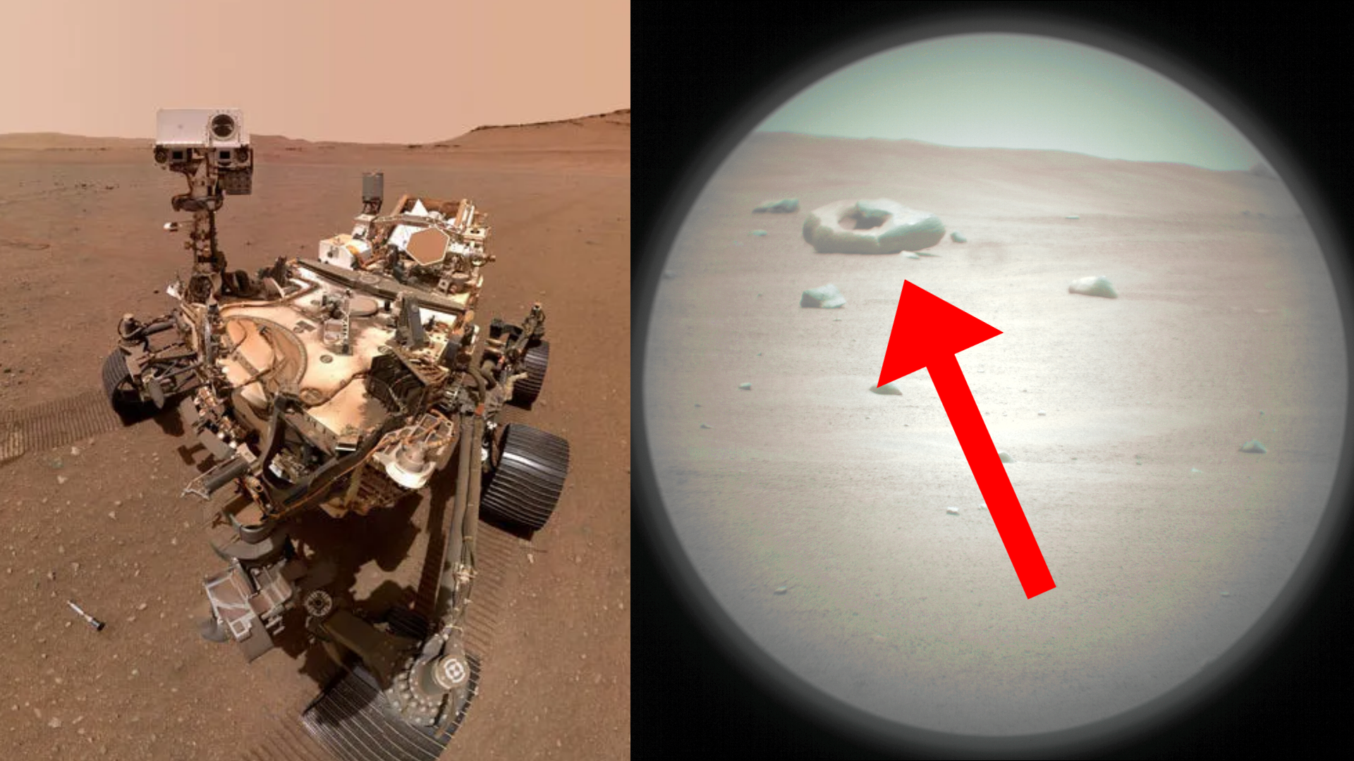 rover NASA strange Mars doughnut-shaped on rock finds